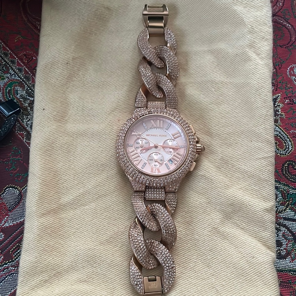 Michael Kors MK 3196 Glitz Camille Watch with Crystals Rose Gold